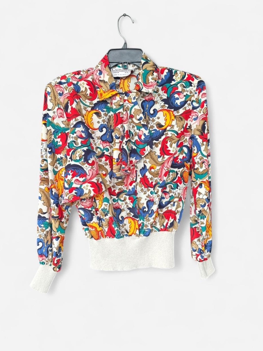 Multicolor Baroque Print Button-Up Blouse